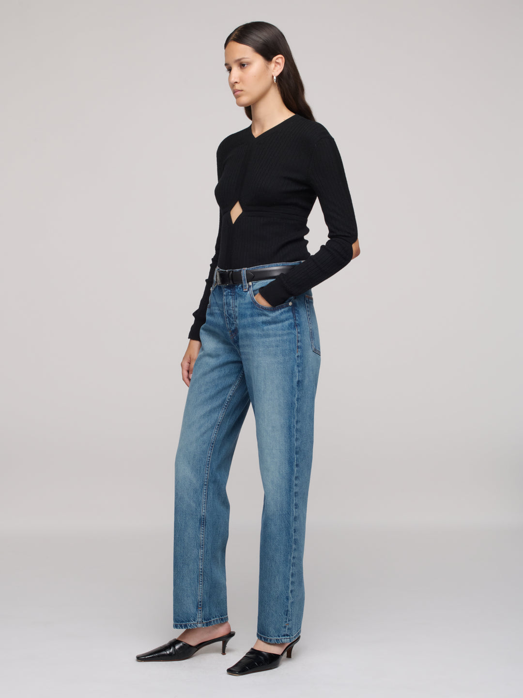 Calla Mid Rise Ankle Jeans - Smoke Blue
