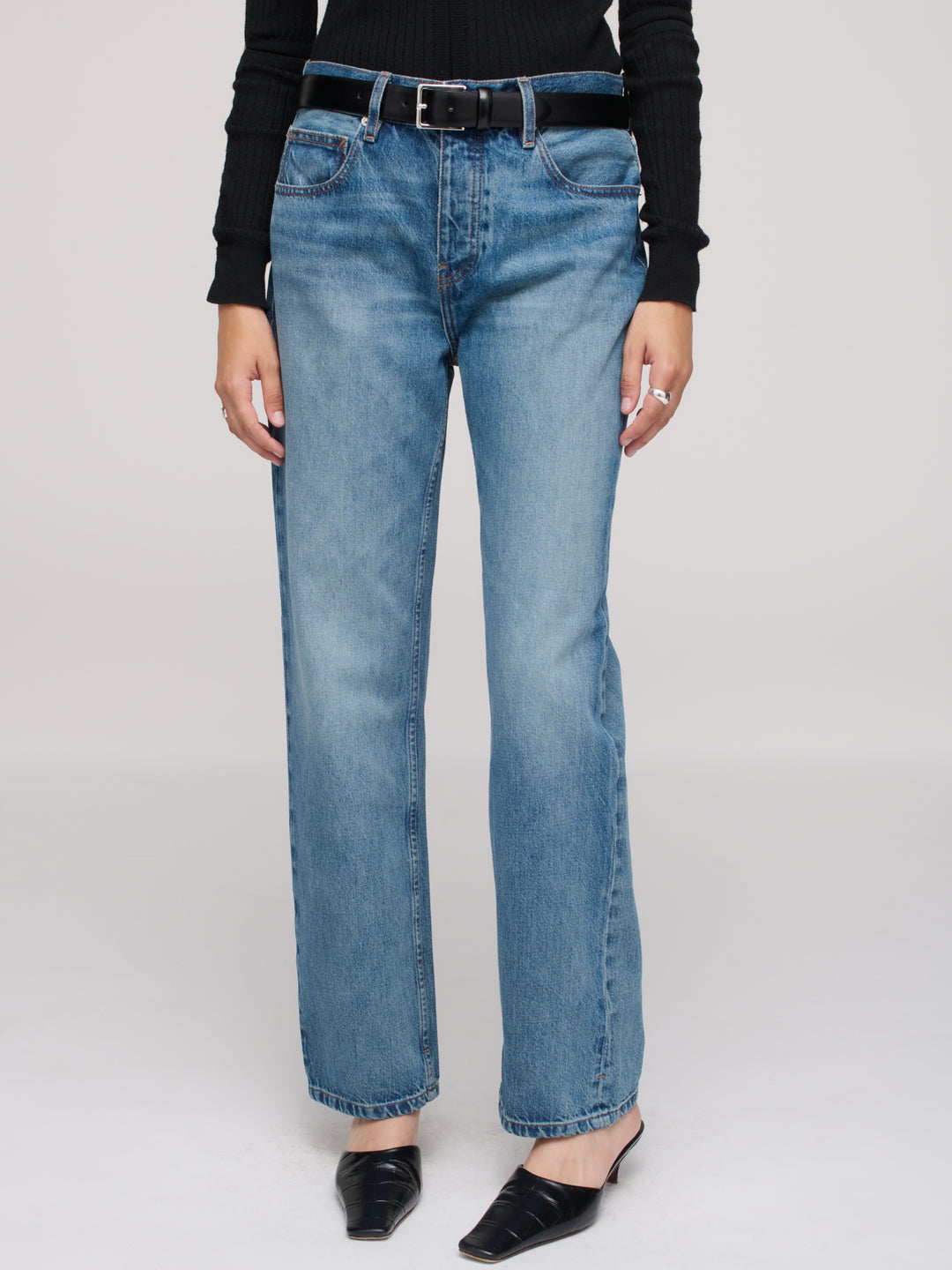 Calla Mid Rise Ankle Jeans - Smoke Blue